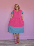 Nelly Wade Colour Block Dress in Hot Pink & Duck Egg Blue
