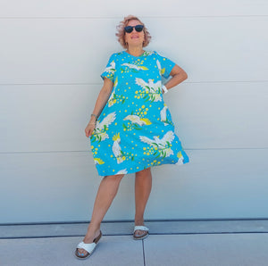 Nelly Swing Dress (Size M) in Cockies & Wattle. Sample Sale