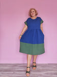 Nelly Wade Colour Block Dress in Indigo & Olive