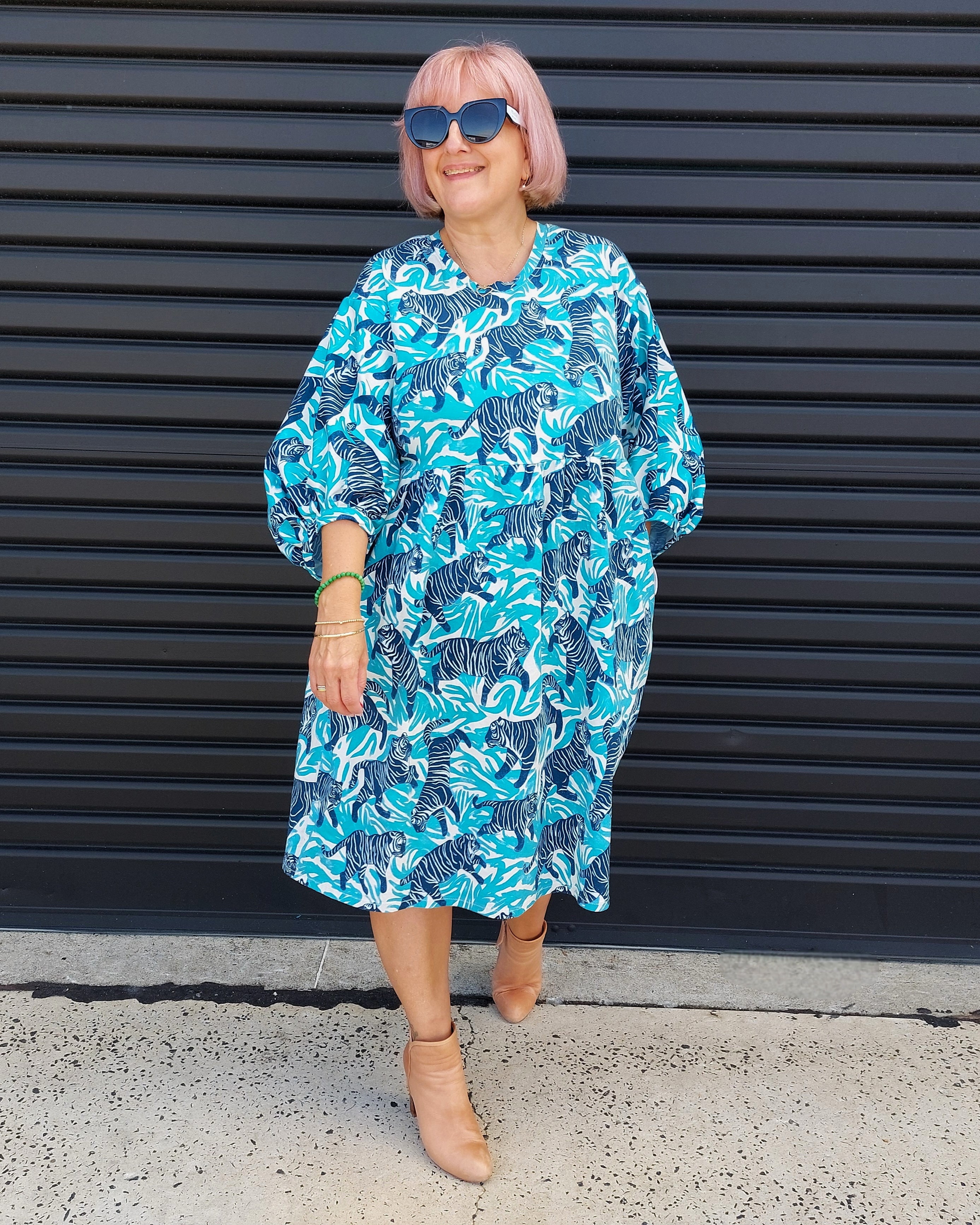Nelly Wade Long Sleeve Dress in Dancing Tigers