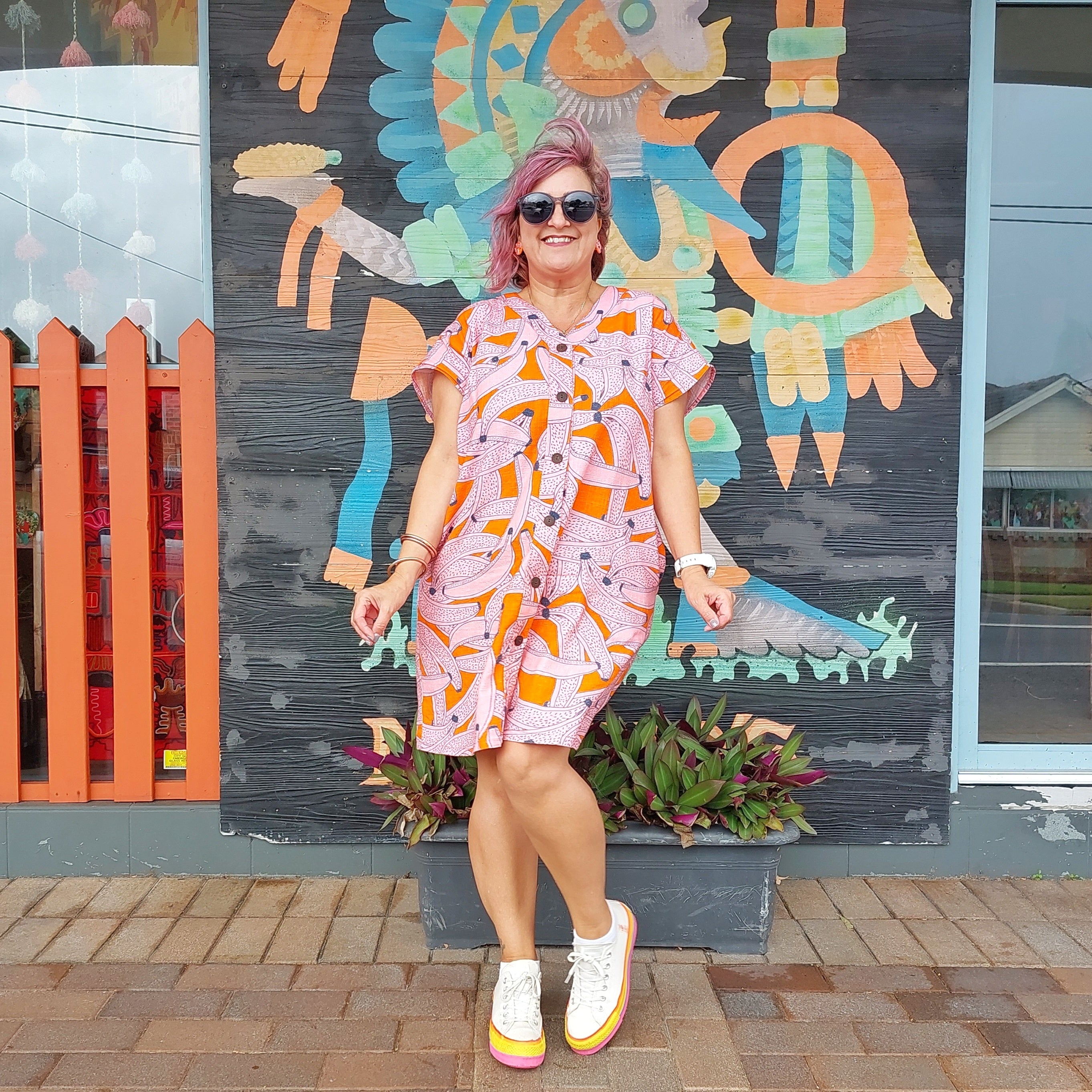 Nelly Shirt Dress in Gone Bananas Sample Sale
