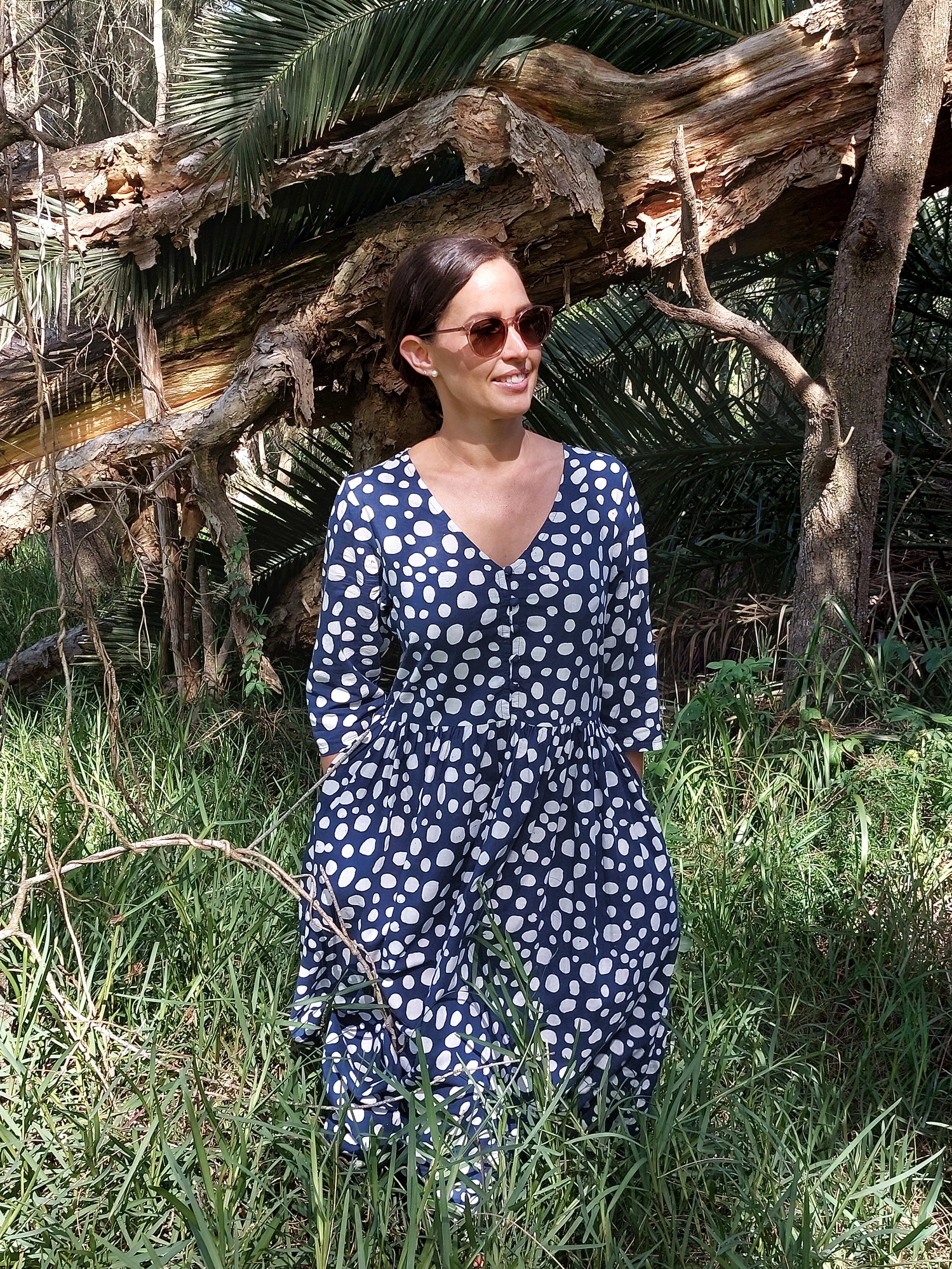 Nelly Floaty Dress in Organic Dots Sample Sale