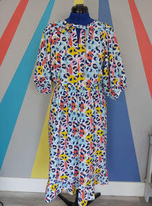 Nelly Puff Sleeve Dress Size M Animal Bright Sample Sale