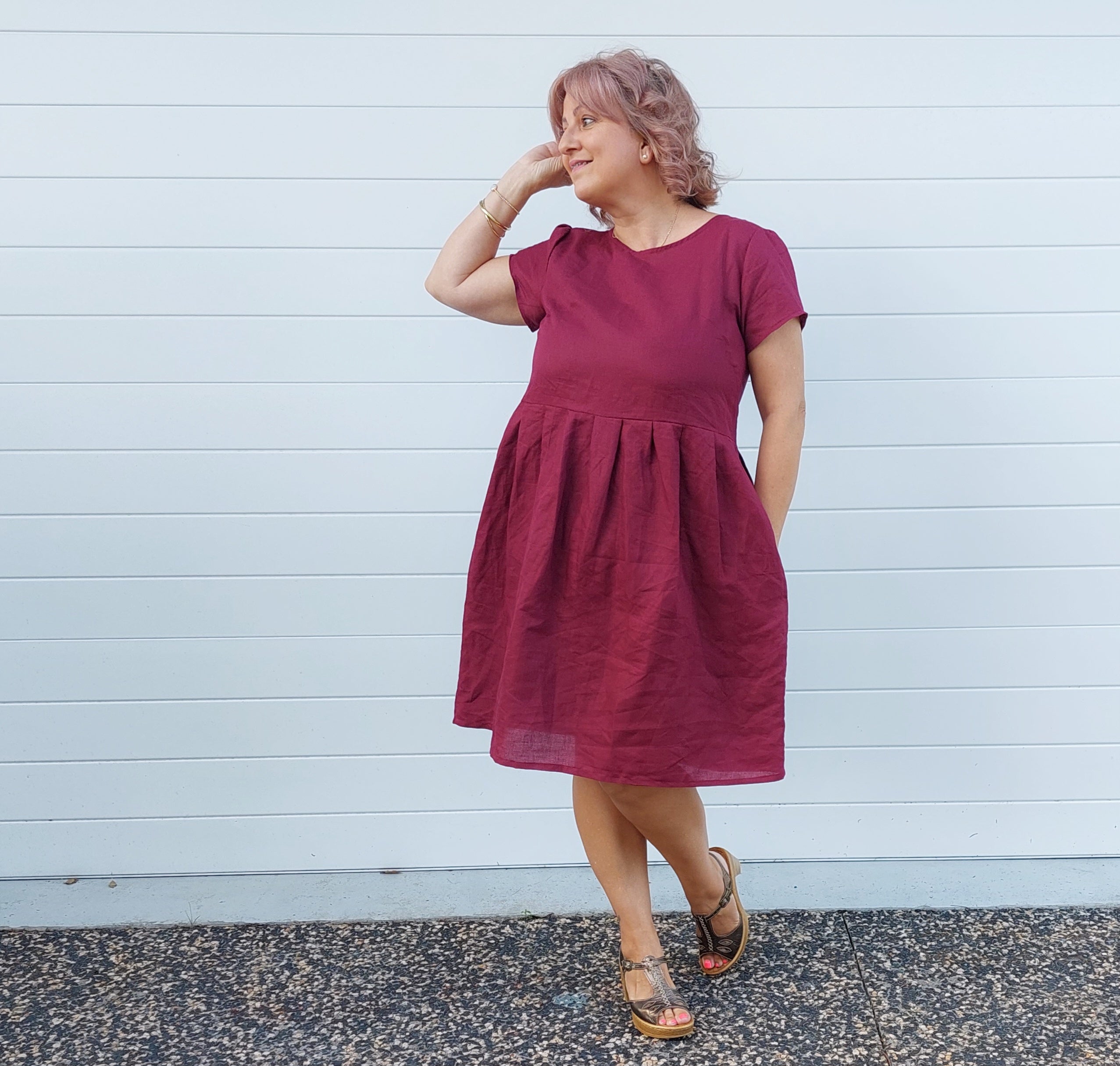 Nelly Wade Neutral Dress in Berry
