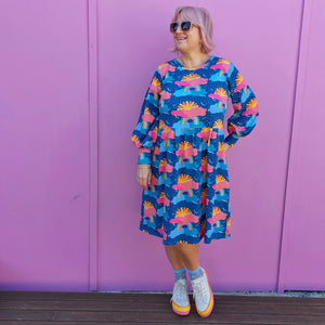 Nelly Wade Long Sleeve Jersey Dress in Sunshine on a Rainy Day