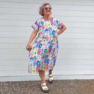 Nelly Dress (Size M)  in Summer Motifs. Sample Sale