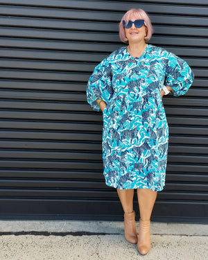 Nelly Wade Long Sleeve Dress in Dancing Tigers