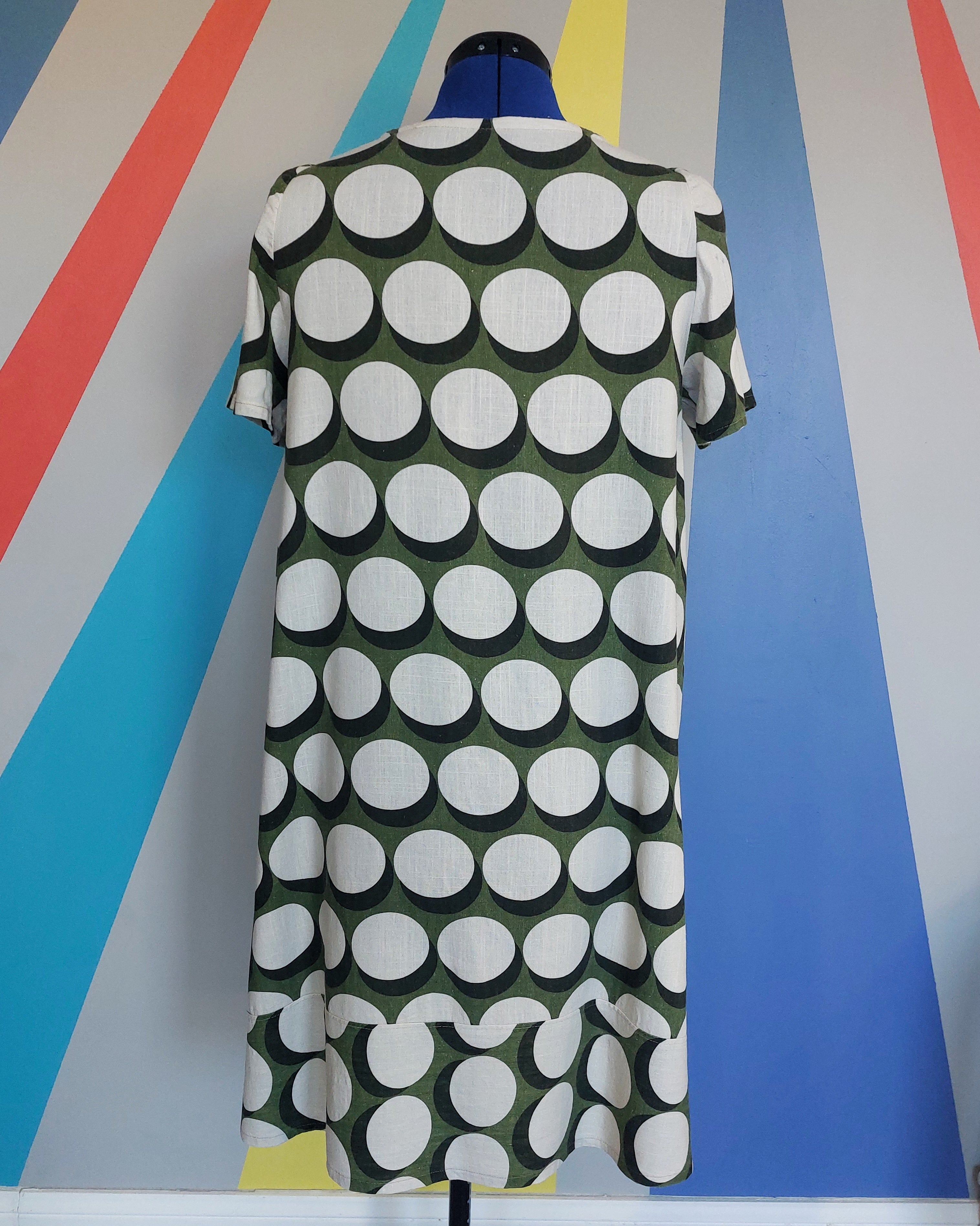 Nelly Swing Dress (Size M) in Olive Buttons. Sample Sale