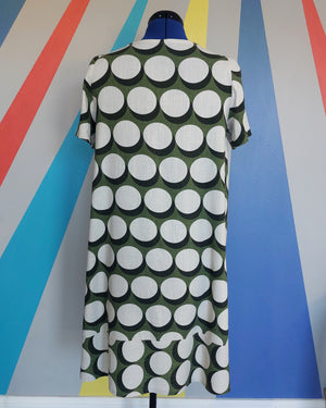 Nelly Swing Dress (Size M) in Olive Buttons. Sample Sale