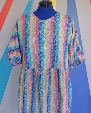 Nelly Long Sleeve Dress (SIZE M/L) in Flower Rainbow. Sample Sale