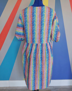 Nelly Long Sleeve Dress (SIZE M/L) in Flower Rainbow. Sample Sale