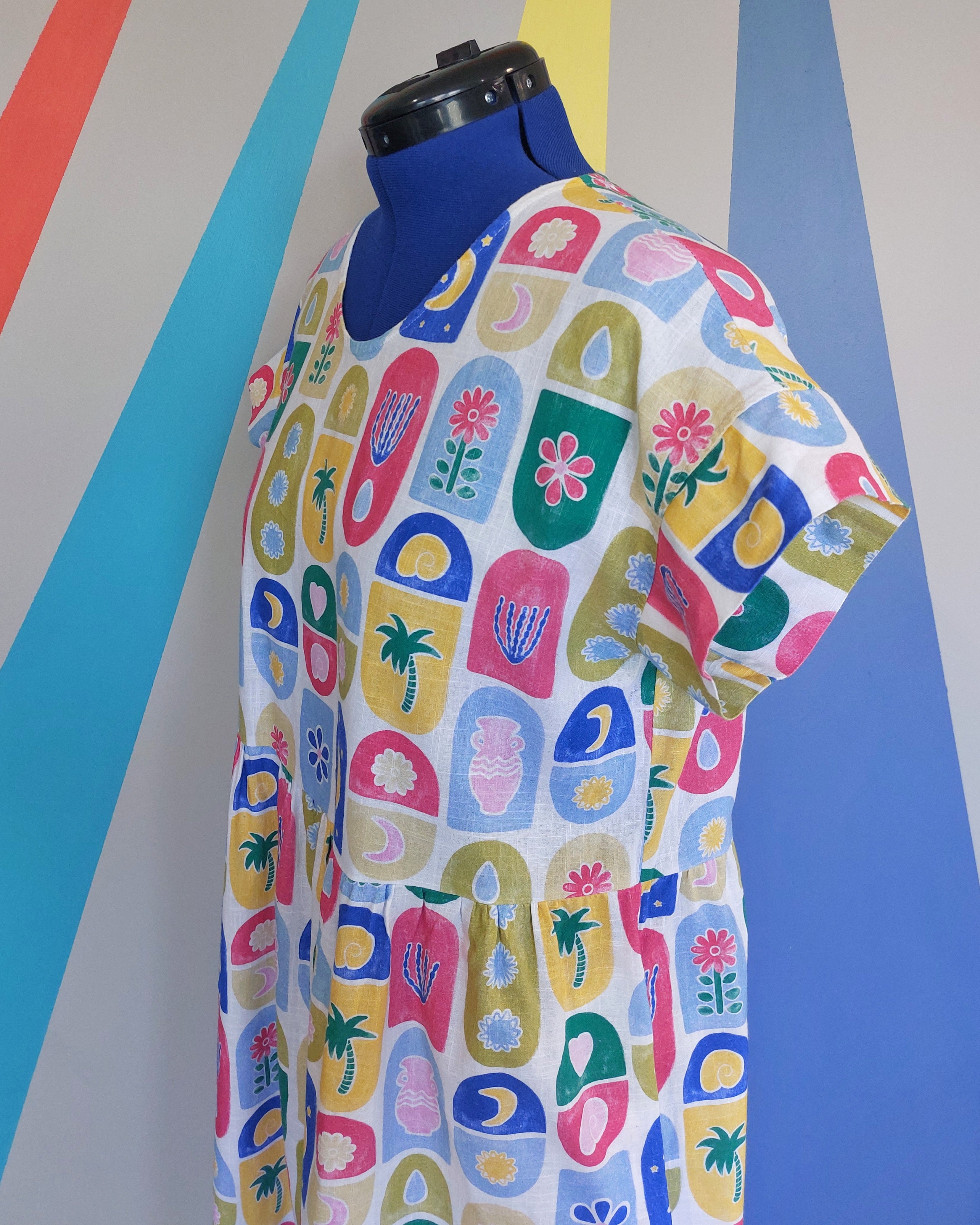 Nelly Dress (Size M)  in Summer Motifs. Sample Sale
