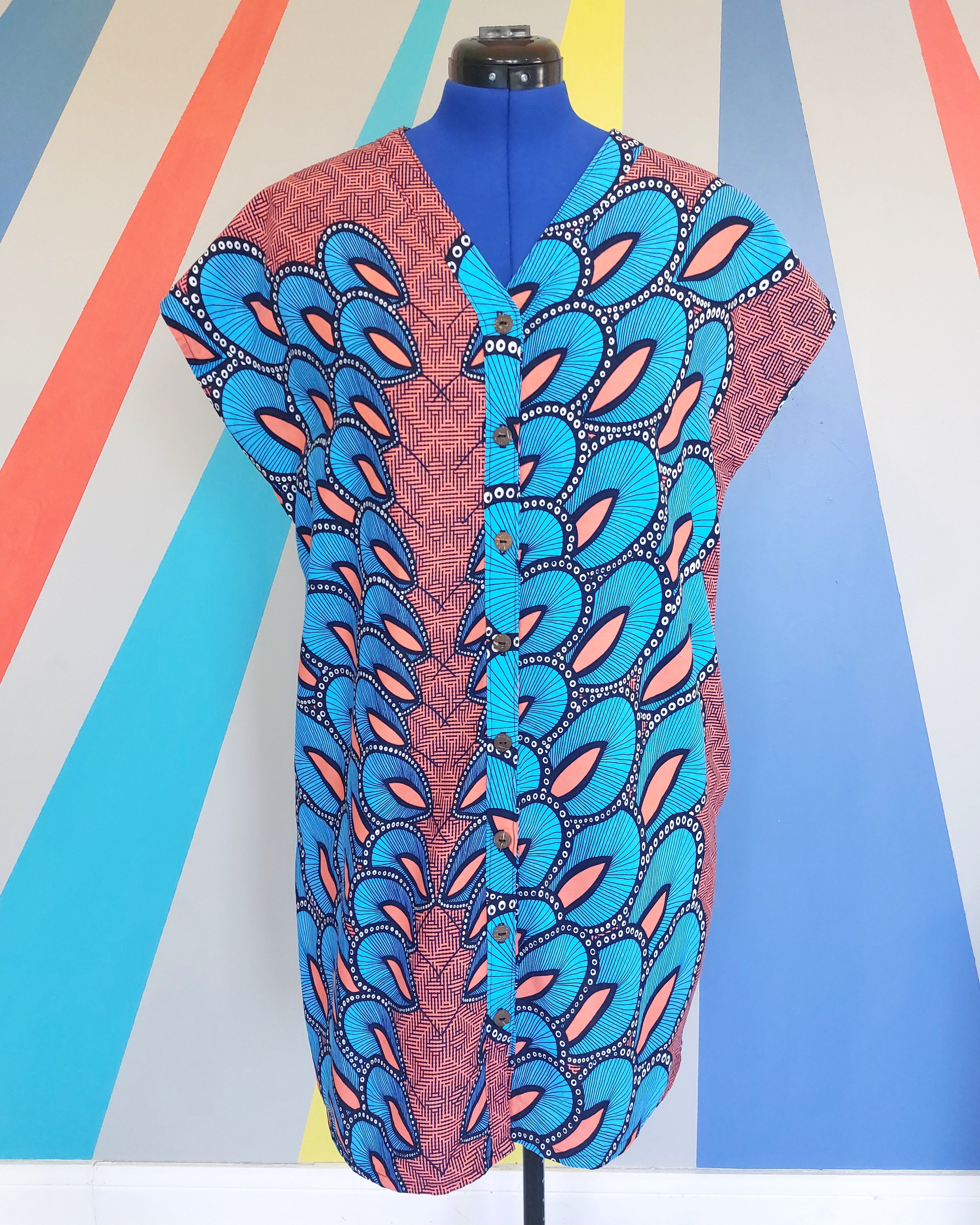 Nelly Shirt Dress in Peacock Size M) Sample Sale