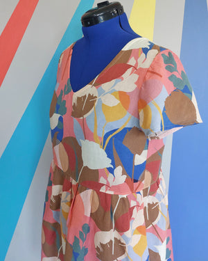 Nelly Dress (Size M) in Pinky/Beige Floral. Sample Sale.