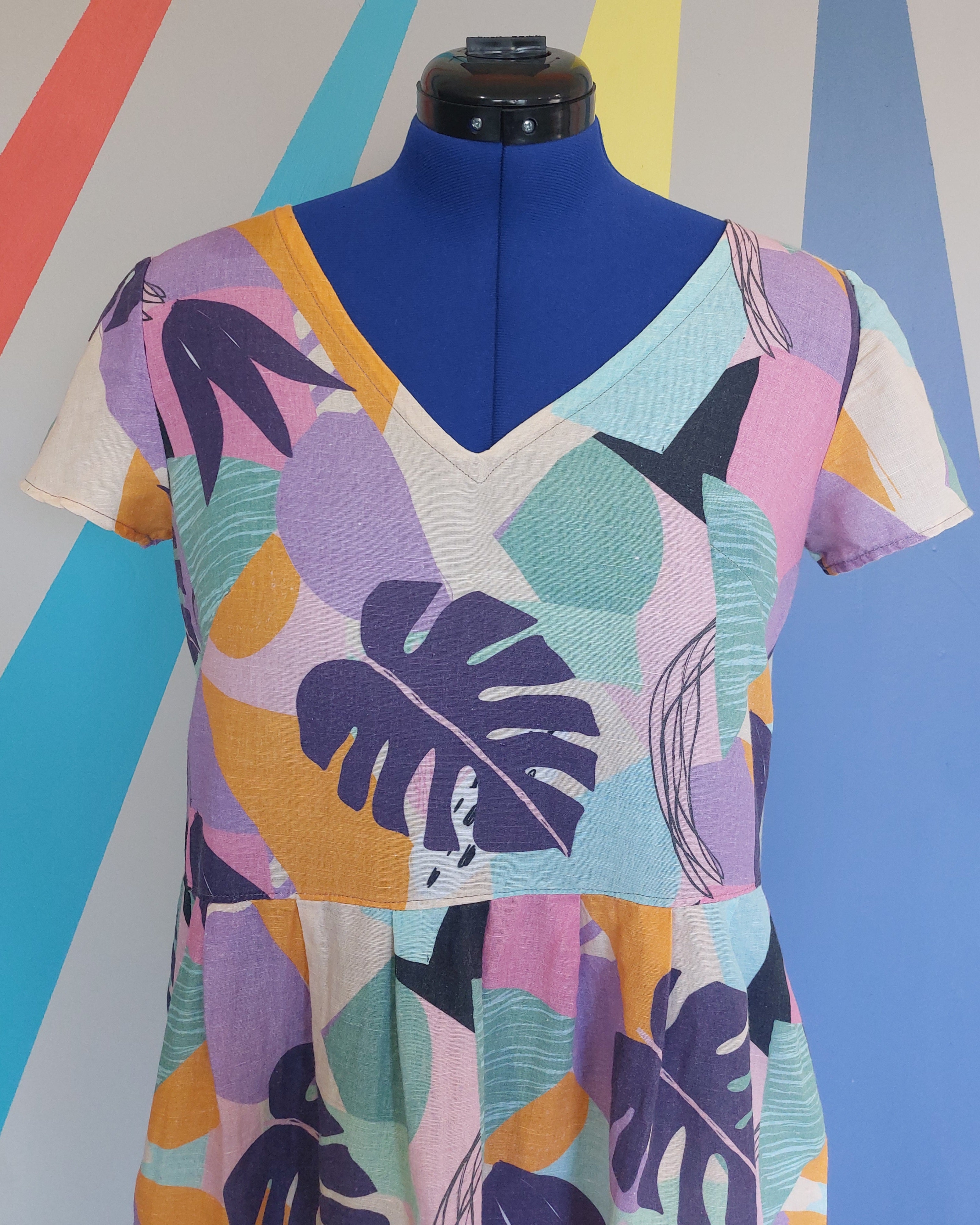 Nelly Dress (Size M) in Tropical Pastel. Sample Sale.