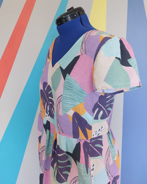 Nelly Dress (Size M) in Tropical Pastel. Sample Sale.