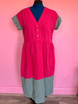 Nelly Button-up Colour Block Dress in Hot Pink & Duck Egg Blue Sample Sale