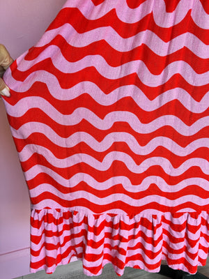 Nelly Midi Dress in Pink & Red Squiggles Size M Sample Sale