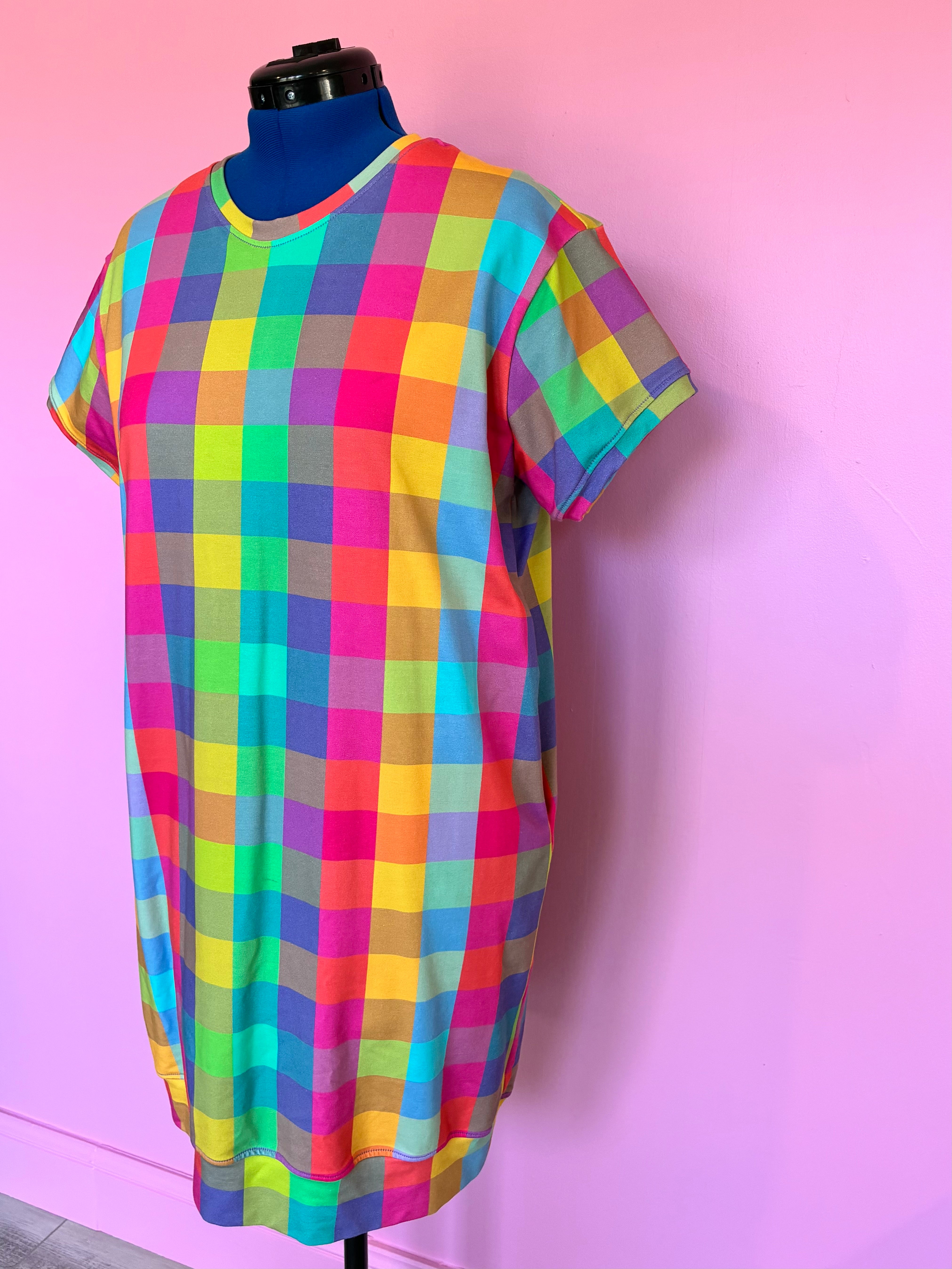 Nelly T-shirt Dress In Candy Gingham Size M Sample Sale