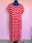 Nelly Midi Dress in Pink & Red Squiggles Size M Sample Sale