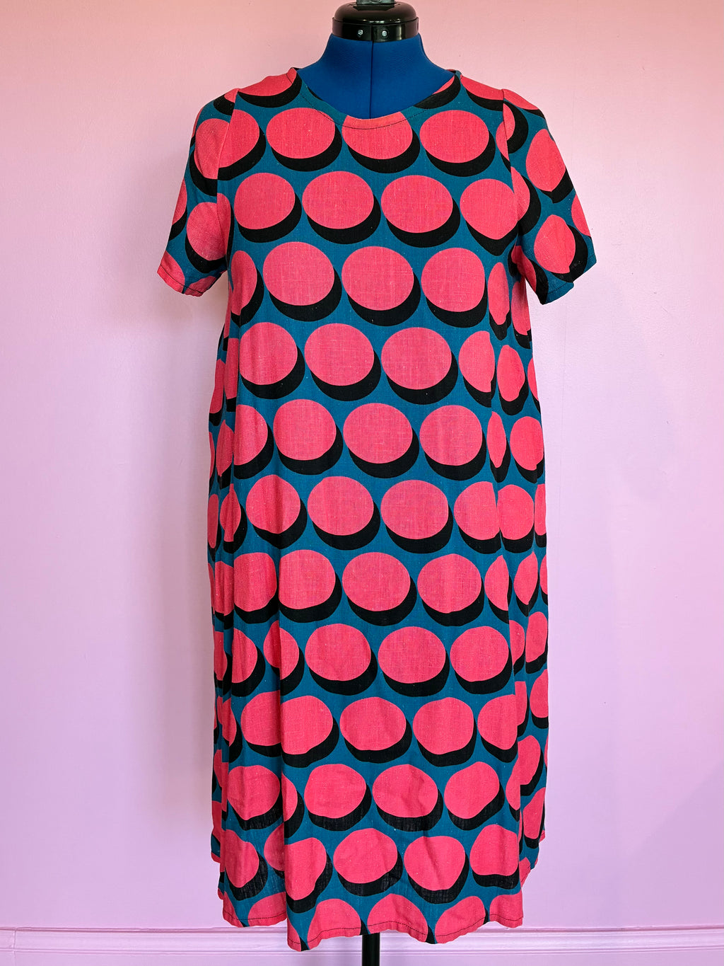 Nelly Swing Dress in Red Buttons Size M Sample Sale