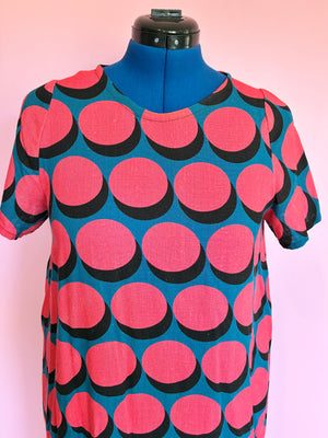 Nelly Swing Dress in Red Buttons Size M Sample Sale