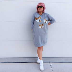 Nelly Sweater Dress In Cats in Sunnies Size M Sample Sale