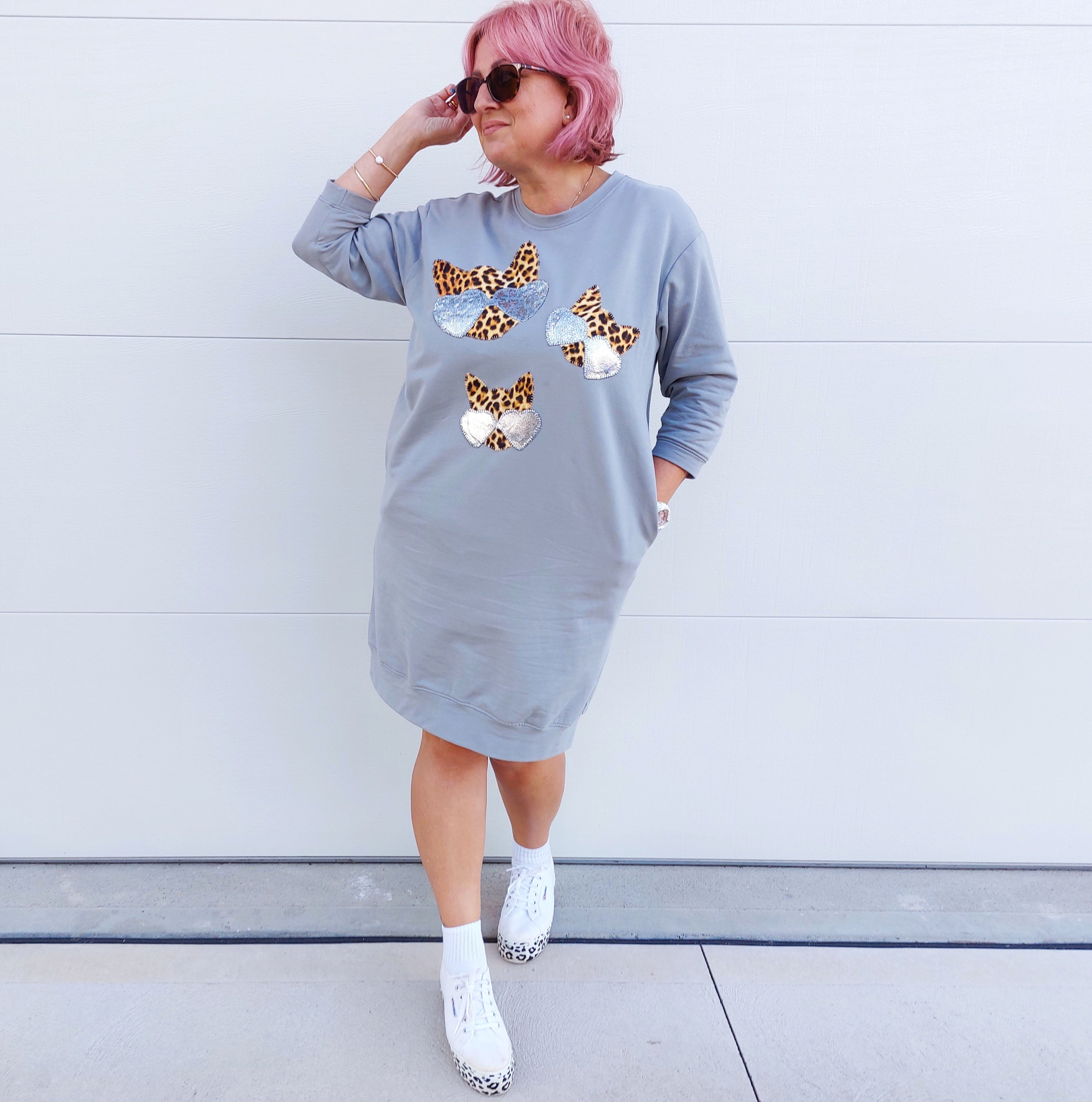 Nelly Sweater Dress In Cats in Sunnies Size M Sample Sale